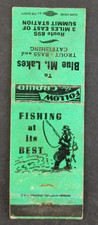 Vintage Blue Mountain Lakes Summit Station PA. Fishing Matchbook Cover