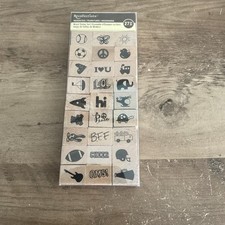Recollections Wood Mounted Rubber Stamp set 27 Pieces NIB