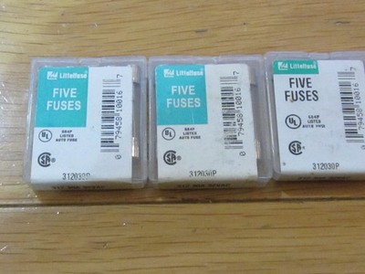Littelfuse Five Fuses 312 30A 250VAC Fuses! 3 Boxes Or 15 Fuses! Incredible!