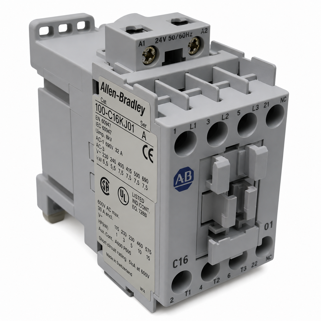 Allen-Bradley 100-C16KJ01 contactor 16A 7 5kw 24v 50/60hz 1NC