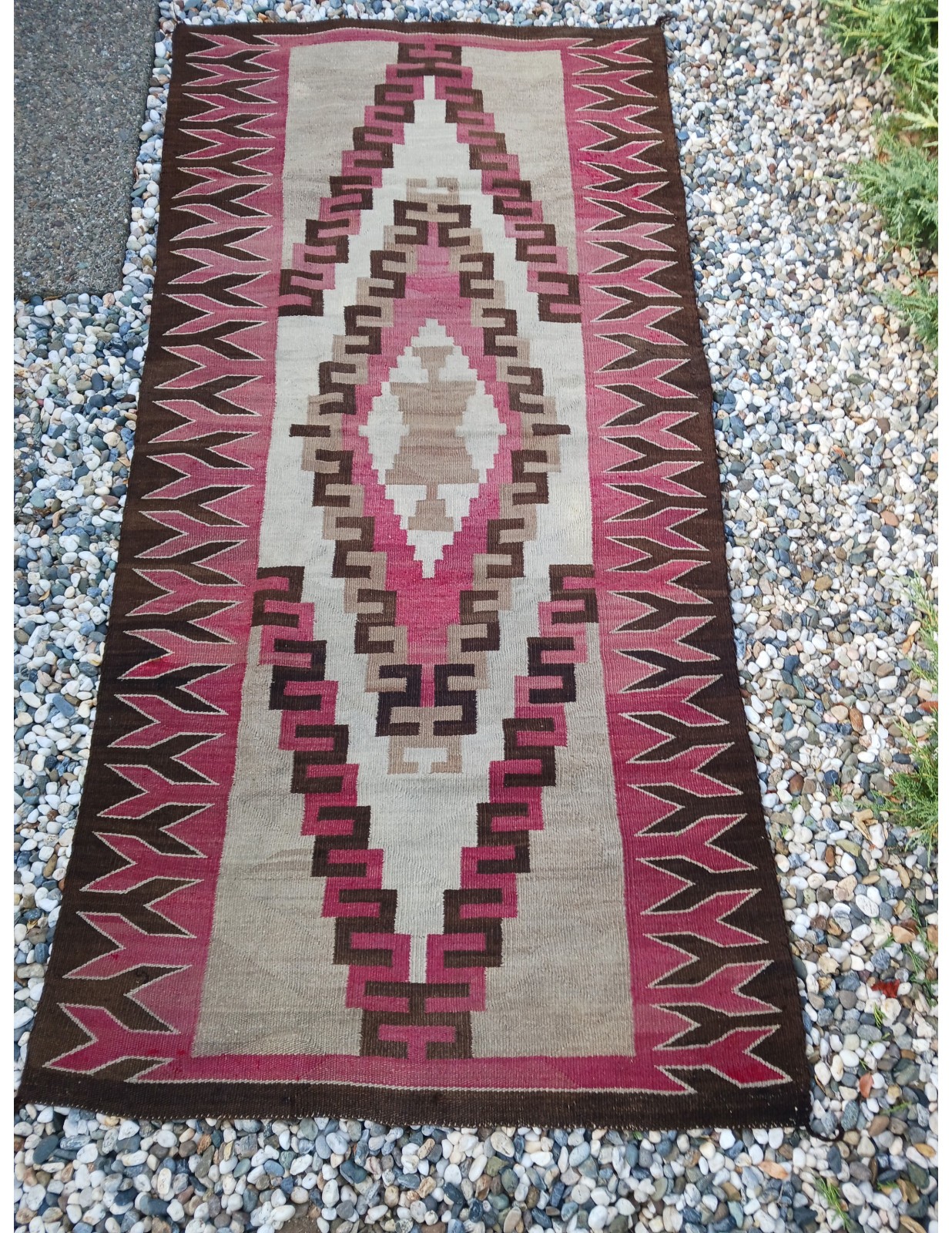 Antique Ganado style Navajo Rug Early 1940s sold by Hubbell Trading Post in 1983