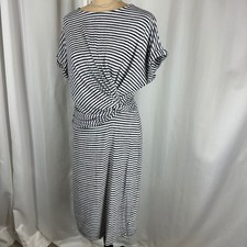 GAP Striped Twist Front Midi Dress Women's Large Black White Casual