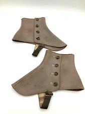 Antique Wool Spats Gray Button Side