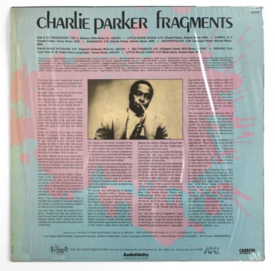 CHARLIE PARKER Fragments jazz french 1983 Carrere 64507 LP IN