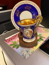 VINTAGE  20-C DRESDEN COBALT CUP AND SAUCER