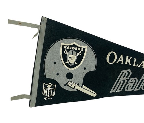 Oakland Raiders 1967 NFL Felt Pennant Full Size Vintage Black Grey White Nice - Picture 3 of 16