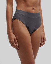  51 Else Women's Gray Base Layer High Waist Ribbed Stretch Brief Panty Size L