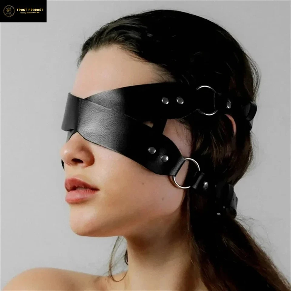 Goth PU Leather Mask Punk Cosplay Blindfold Masquerade Cute Cat Halloween Party - Image 2 of 4