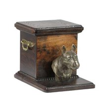 Bull Terrier urn wood casket cremation urn for dog's ashes