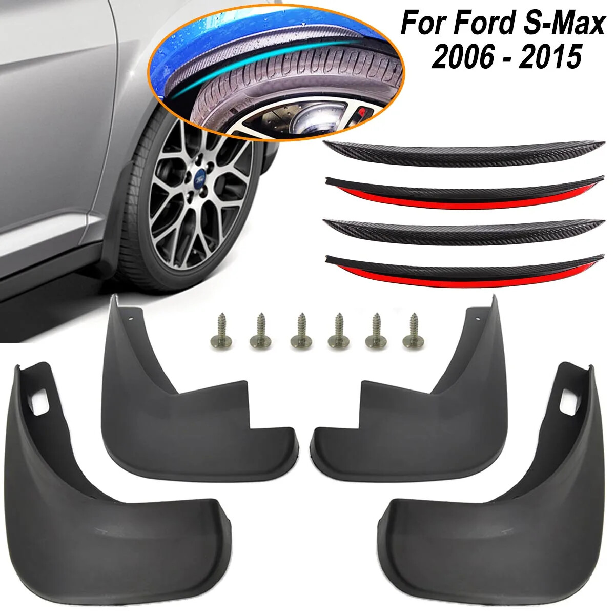 Mud Flaps Kit For Ford S-Max 2006 - 2015 Set Molded Mudflaps Splash Guards Front-image