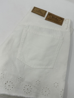 NWT Polo Ralph Lauren Women s White Eyelet The Sophia Cut Off Denim 25 Shorts B9