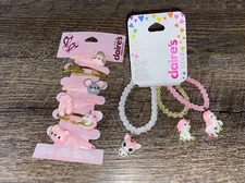 Claire’s Club Unicorn Pink Mouse Ballet Hair Snap Ponytail Holder Bracelets Lot
