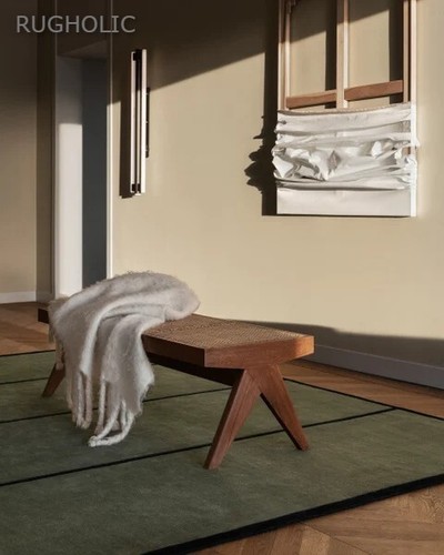 New Hand Tufted NK PLUSH GREEN Carpet Luxurious Woolen Area Rug For Livingroom - Picture 5 of 6