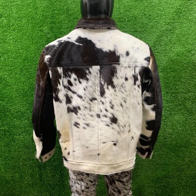 Cow Print Jacket Men's Genuine Cow Hide Leather Jacket for Stylish