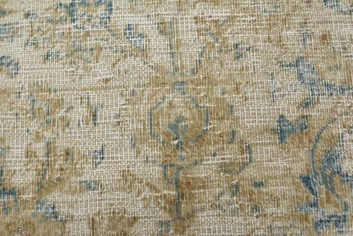 Vintage Anatolia 8’10” x 12’2” Beige Distressed Wool Hand-Knotted Oriental Rug - Picture 10 of 14