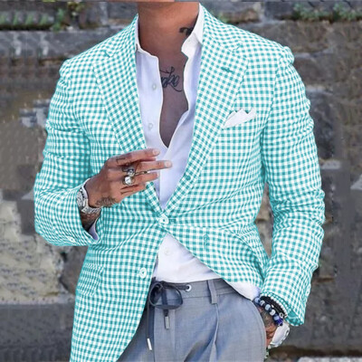 Seersucker Men's Suits Leisure Summer Wedding Groom Formal Business Coat Pants