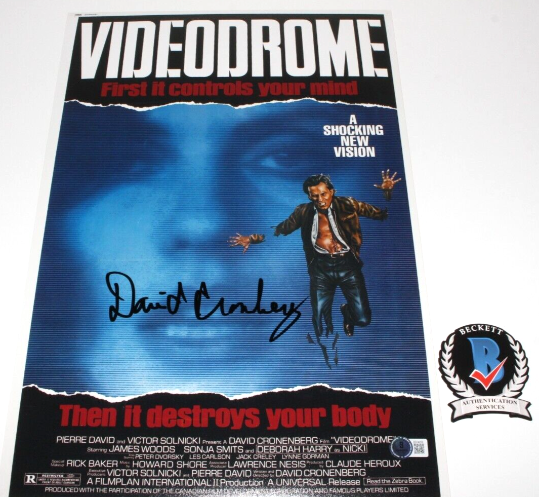 DAVID CRONENBERG SIGNED 'VIDEODROME' 12x18 MOVIE POSTER BECKETT