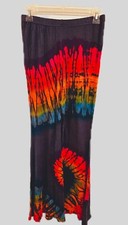 TIE DYE Gray Pink Rayon Spandex Bell Bottom Pants OS-NEW