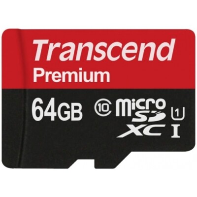 64GB Memory Card Transcend High Speed MicroSD Class 10 for Cell Phones