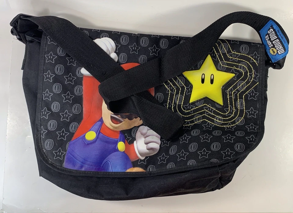 Nintendo Super Mario Power Up Star Messenger Escuela Libro Bolso Correa para el Hombro Foto 3 de 4