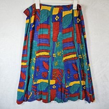 Vintage C.M. Shapes Midi Skirt Womens XL Boho Abastract Print Artsy Festival USA