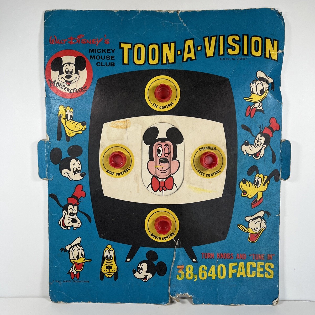 Disney Toon-A-Vision Toy Interchangeable Faces Vintage 1960s 14.5