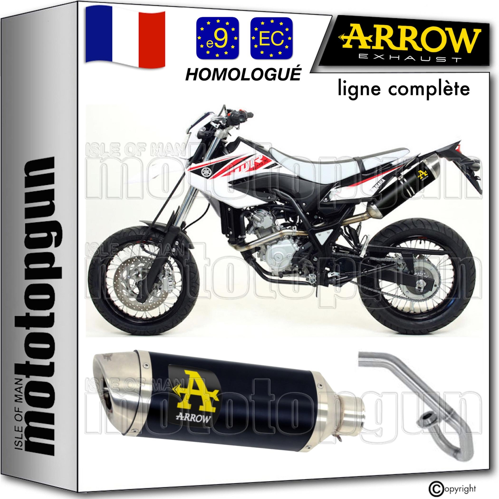 Pot Arrow Thunder complet noir pour rénover le système d'une Yamaha WR 125 X 2014