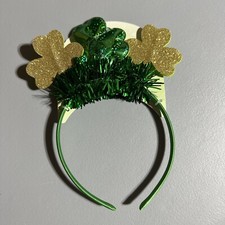 St. Patrick's Day Shamrock Crown Tinsel Headband For All Hair Types Green
