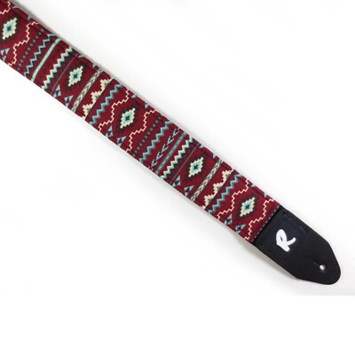 Maroon Aztec - Tribal - Navajo - Southwestern Guitar Strap - Handmade