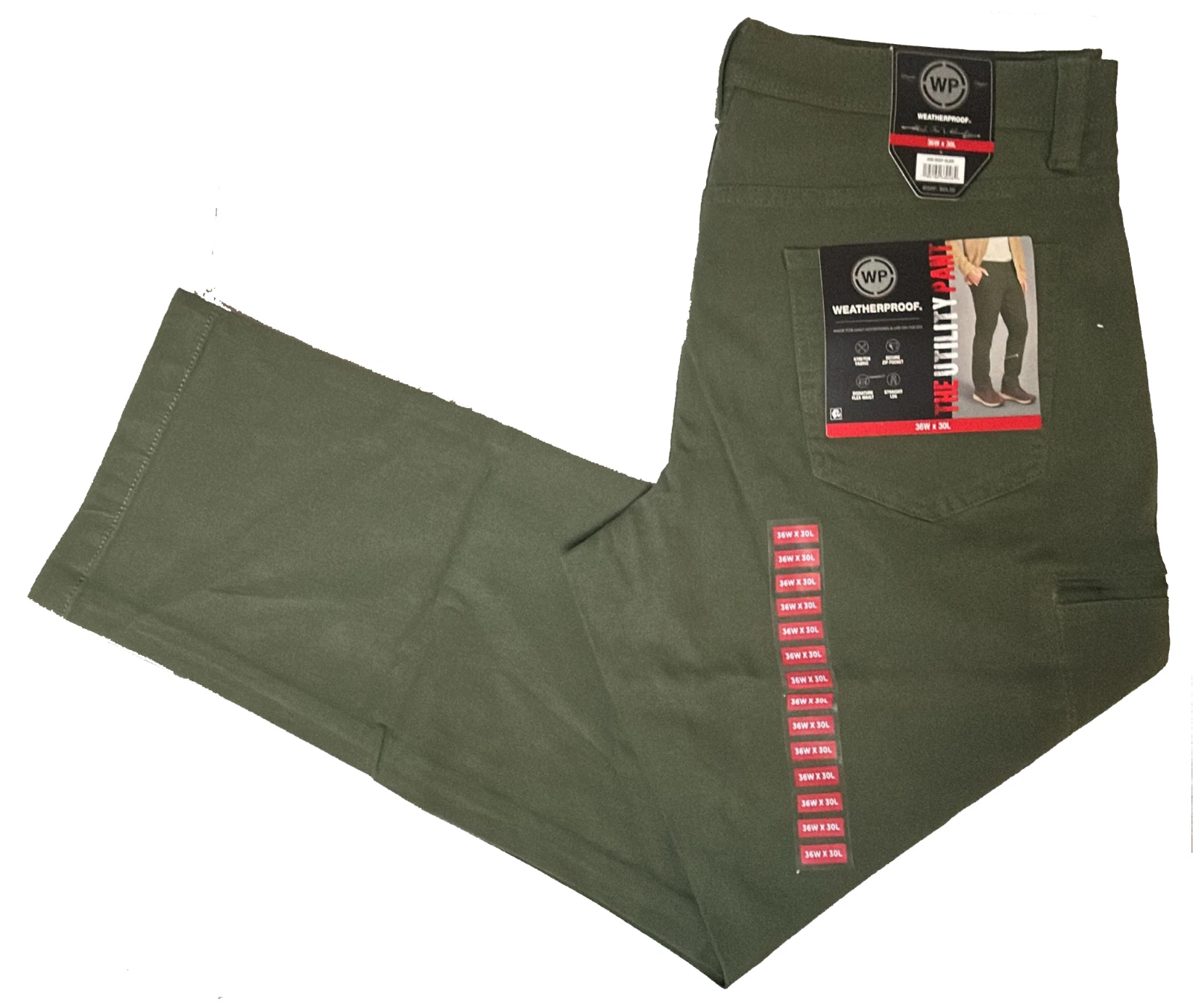 WP Weatherproof Cargo Utility Everyday Stretch Flex Waistband Straight Fit Pant