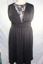 Liumilac Black Dress Size 2XL NEW Lace Neckline (B176)