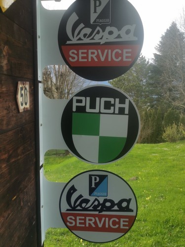 Vespa Service Schild schwarz Piaggio Reklame Werkstatt Blechschild Partykeller - Picture 3 of 3