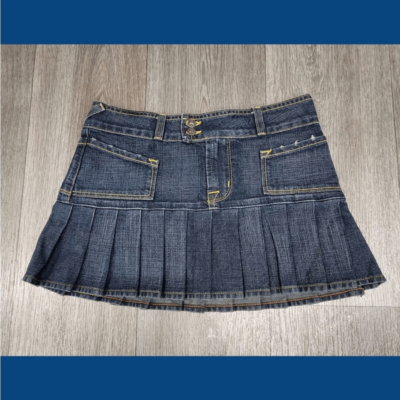 The FAMOUS Von Dutch Denim Pleated Mini Skirt | eBay