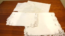 5 Antique Linen runners or dresser scarves Madeira Style