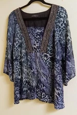 Elements Blue Paisley Lightweight Blouse Size Medium