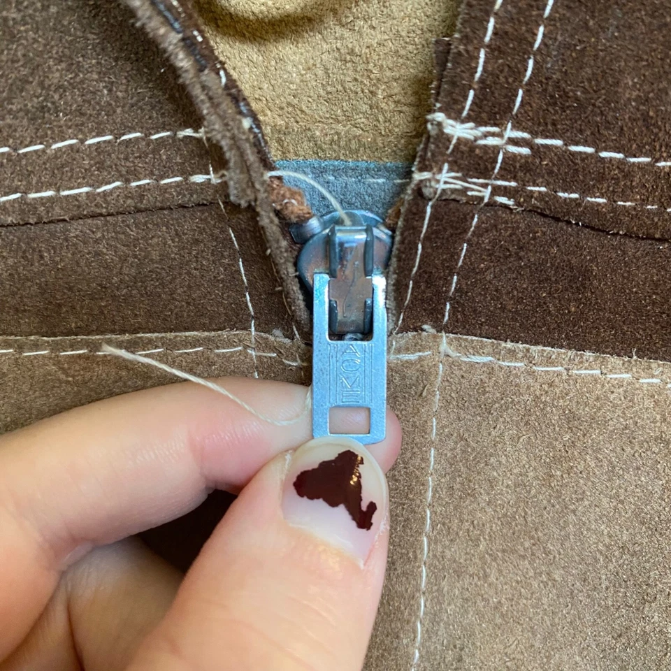 1960s Vintage SUEDE Patchwork Jacket Retro Leather Fringe Coat Hippy Boho - Image 4 of 4