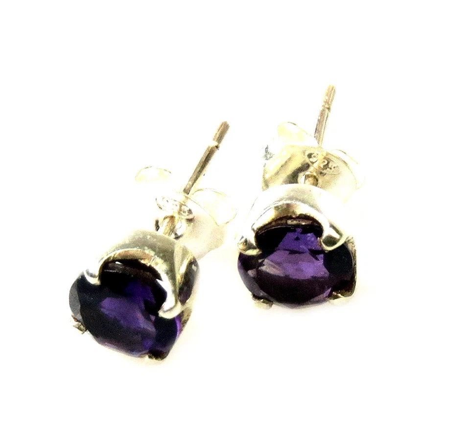 Ohrstecker Amethyst facettiert, rund, ca. 7 mm, 925er Silber - Bild 1 von 1