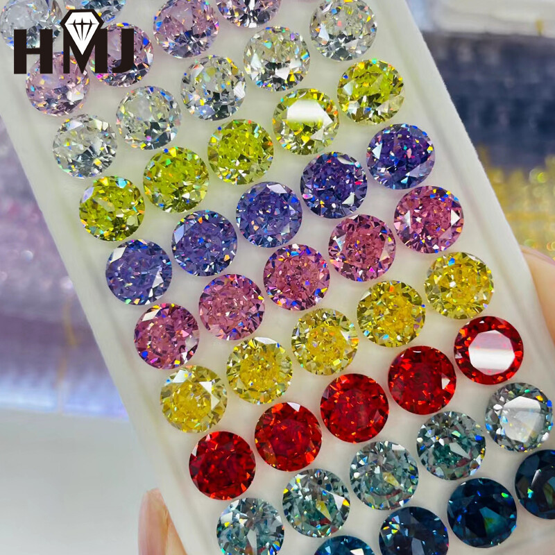 Round Crush Ice Cut Loose Cubic Zirconia High Quality Carbon