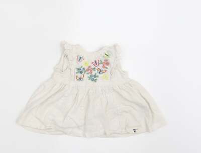 Debenhams Mädchen weiß Blumenmuster Baumwollmischung T-Shirt Kleid Größe 3-6 Monate