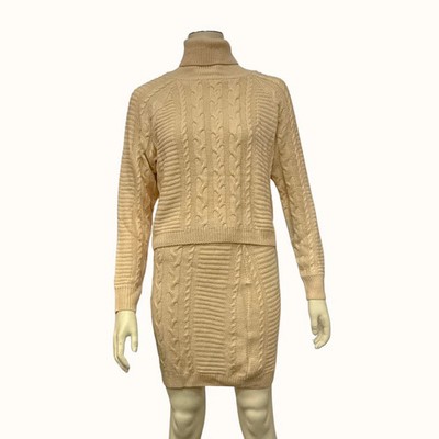 beige cable knit dress Greya Cable Knit Sweater Dress main image 0