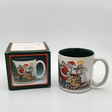 Vtg CHRISTMAS COFFEE MUG 12 oz Creative Concepts 1992 Santa Leaving Gifts NIB