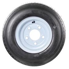 Trailer Tire On Rim 4.80-8 480-8 8 in. LRB 5 Lug Hole Bolt Wheel White