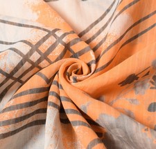 Sushila Vintage Orange Saree 100 Pure Cotton Printed Soft Craft Floral Fabric