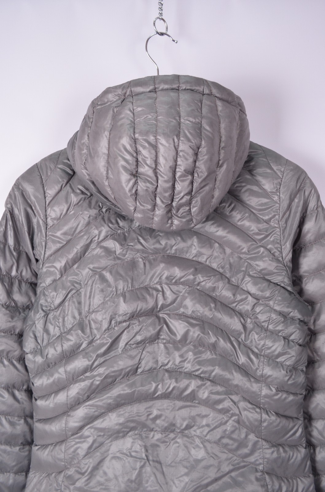 Womens Mountain Equipment Arete Hooded Jacket Grey Quilted Down Size S image 10