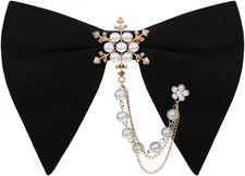 Oversized Bow Ties for Men Pre-tied Bow Tie with Pearl Decoration Adjustable Bow