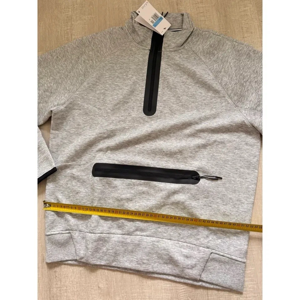 Sweatshirt homme gris chiné col cheminée zippé 1/4 manches longues poches - Photo 4/4