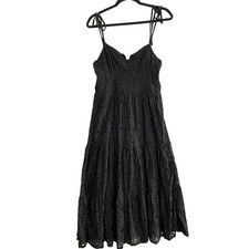 LULUS Women Lace Midi Dress With Shorts Sz L Black Elegant Feminine Party 67-3