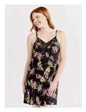 JOYSPUN Women’s XL (16-18) Lace Trim Knit Chemise • Spring Floral Print