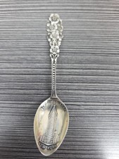 New York City Souvenir Spoon Sterling Silver Flat Iron Building Early 1900s 6g