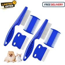 6 Pack Dog & Cat Grooming Combs – Flea Lice Remover, Double-Sided Tool